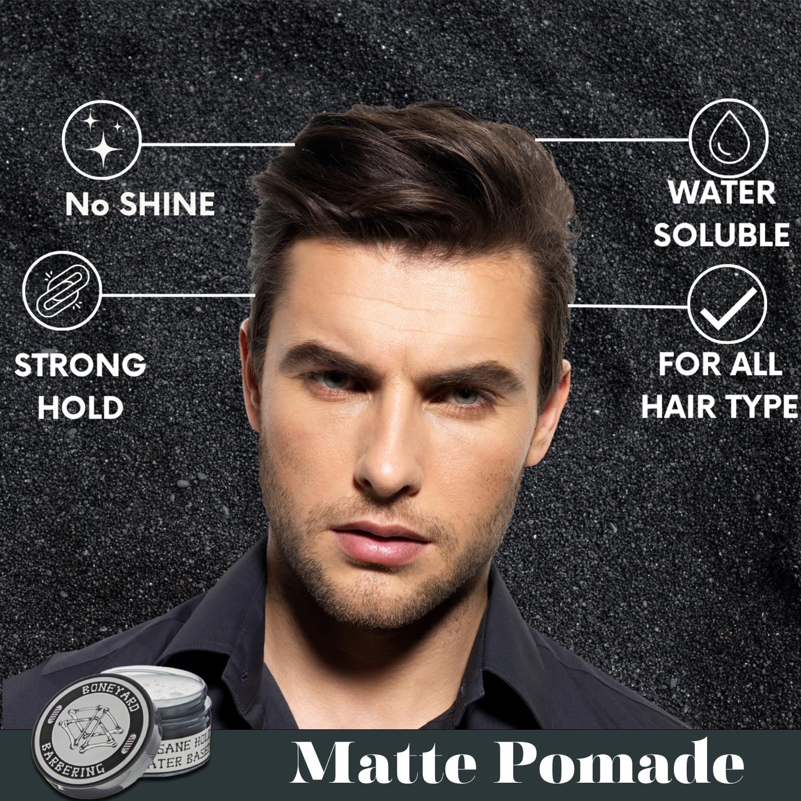 Boneyard Matte Pomade offers flexible hold and texture for daily styling.