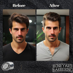 Boneyard Barbering Water-based Pomade cleans out easily with shampoo.