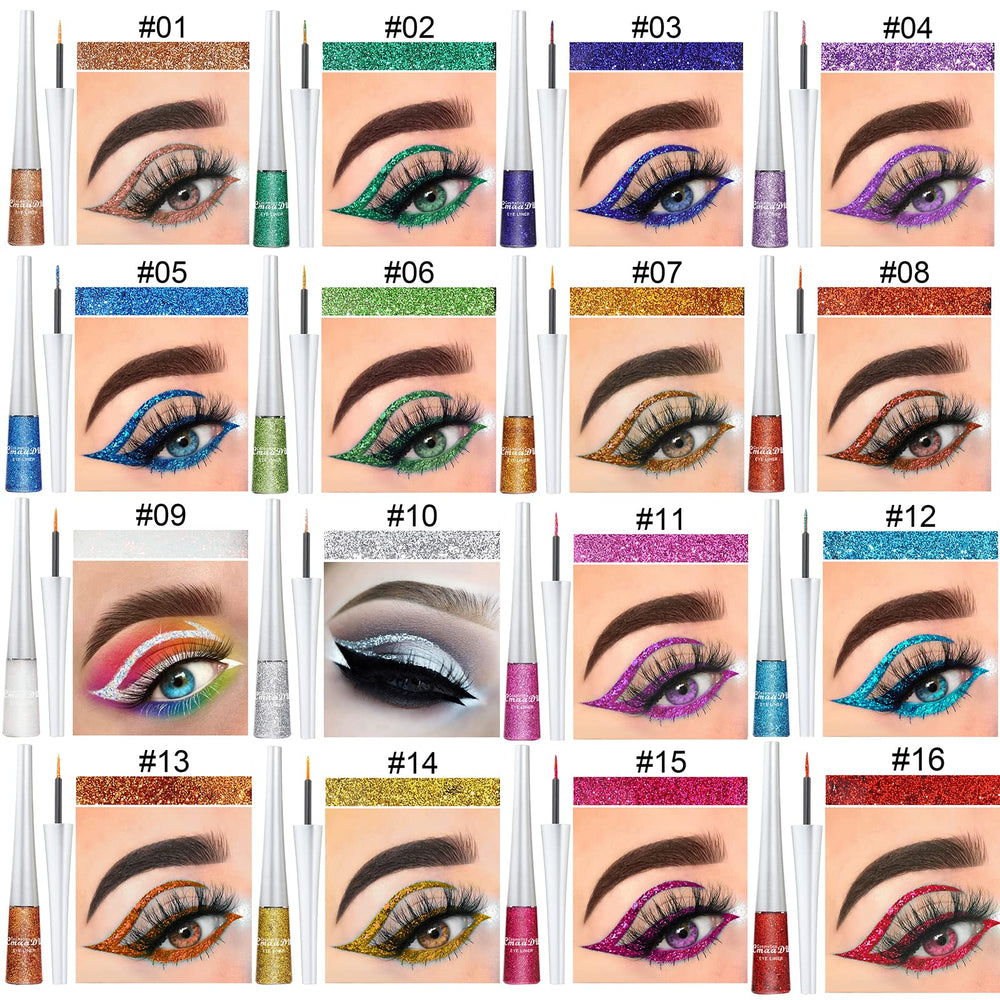 BONNIE CHOICE swatches displaying versatile glitter shades for day and night makeup.
