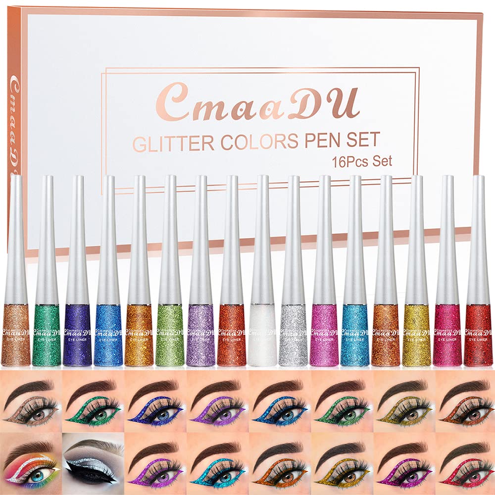 BONNIE CHOICE 16-color glitter eyeliner set with vibrant pigments for bold eye looks.