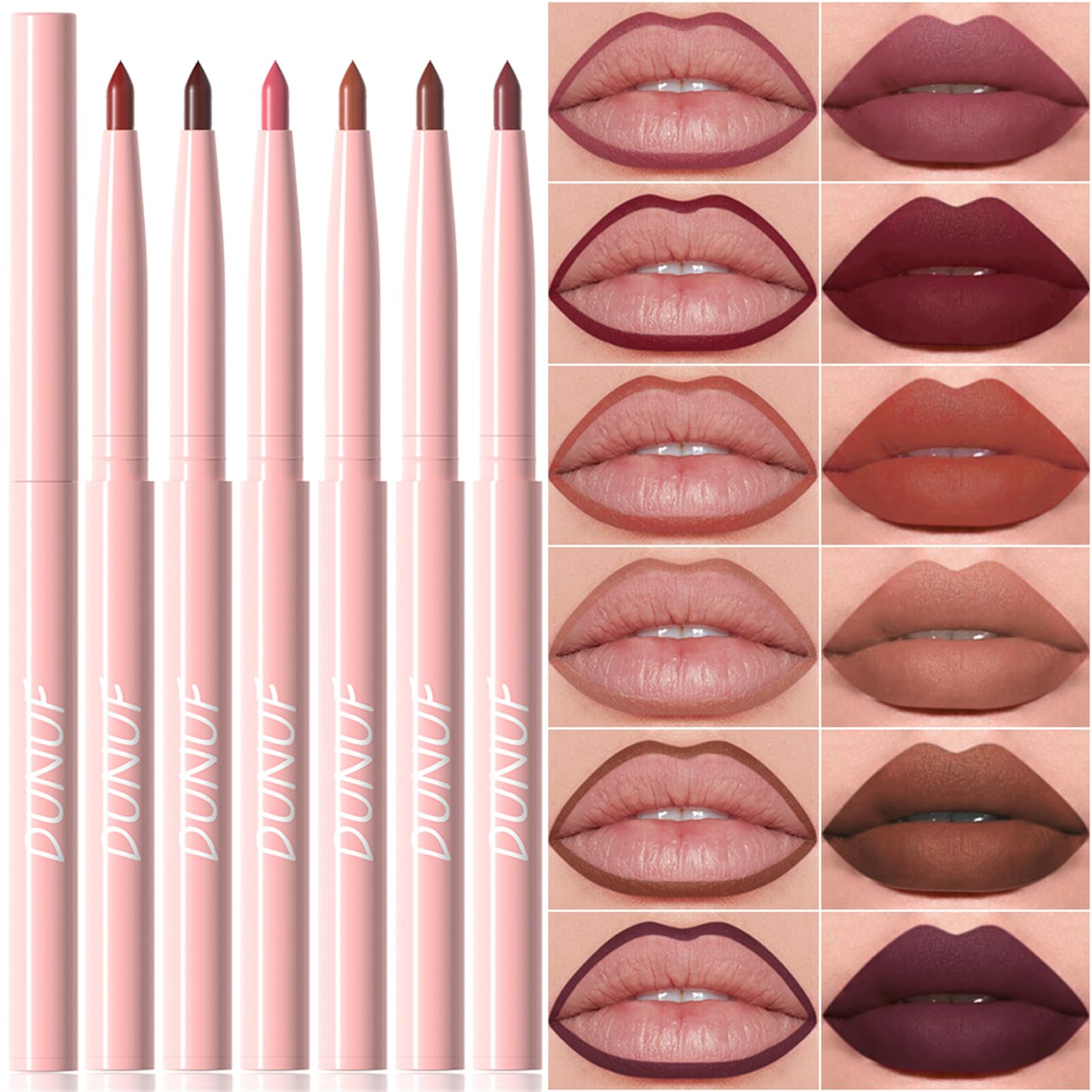 BONNIE CHOICE 6Pcs Retractable Lip Liners set for precise lip shaping with rich pigment.