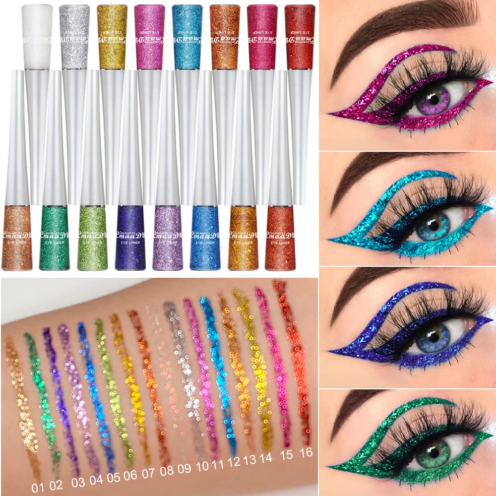 Close-up of BONNIE CHOICE glitter eyeliner brush showing precise conical tip.
