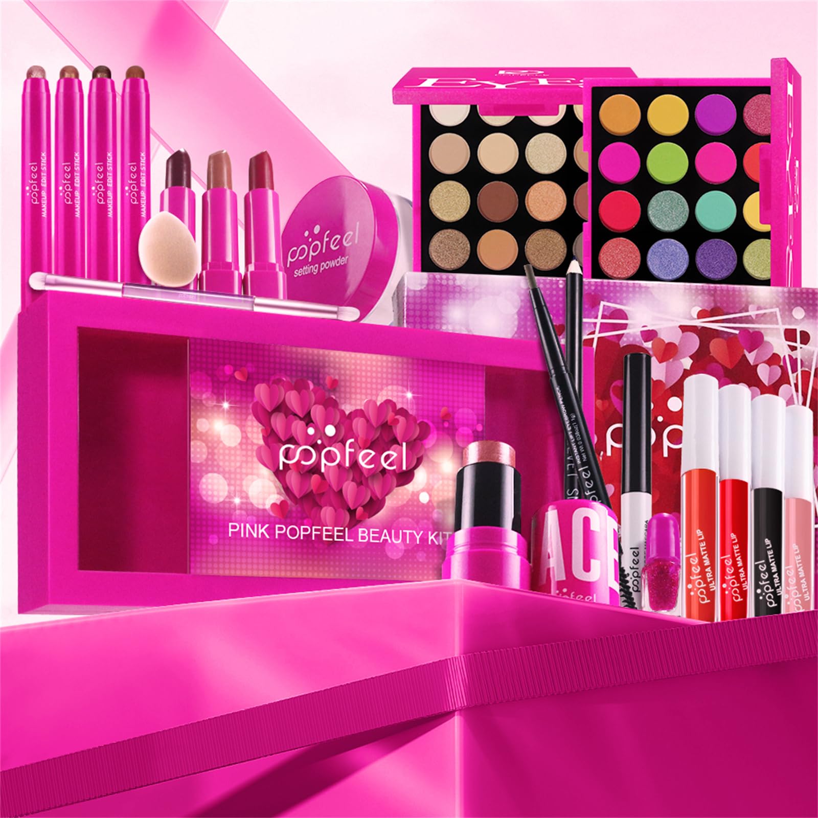 BONNIE CHOICE hot pink eyeshadow palette close-up with rich pigments.