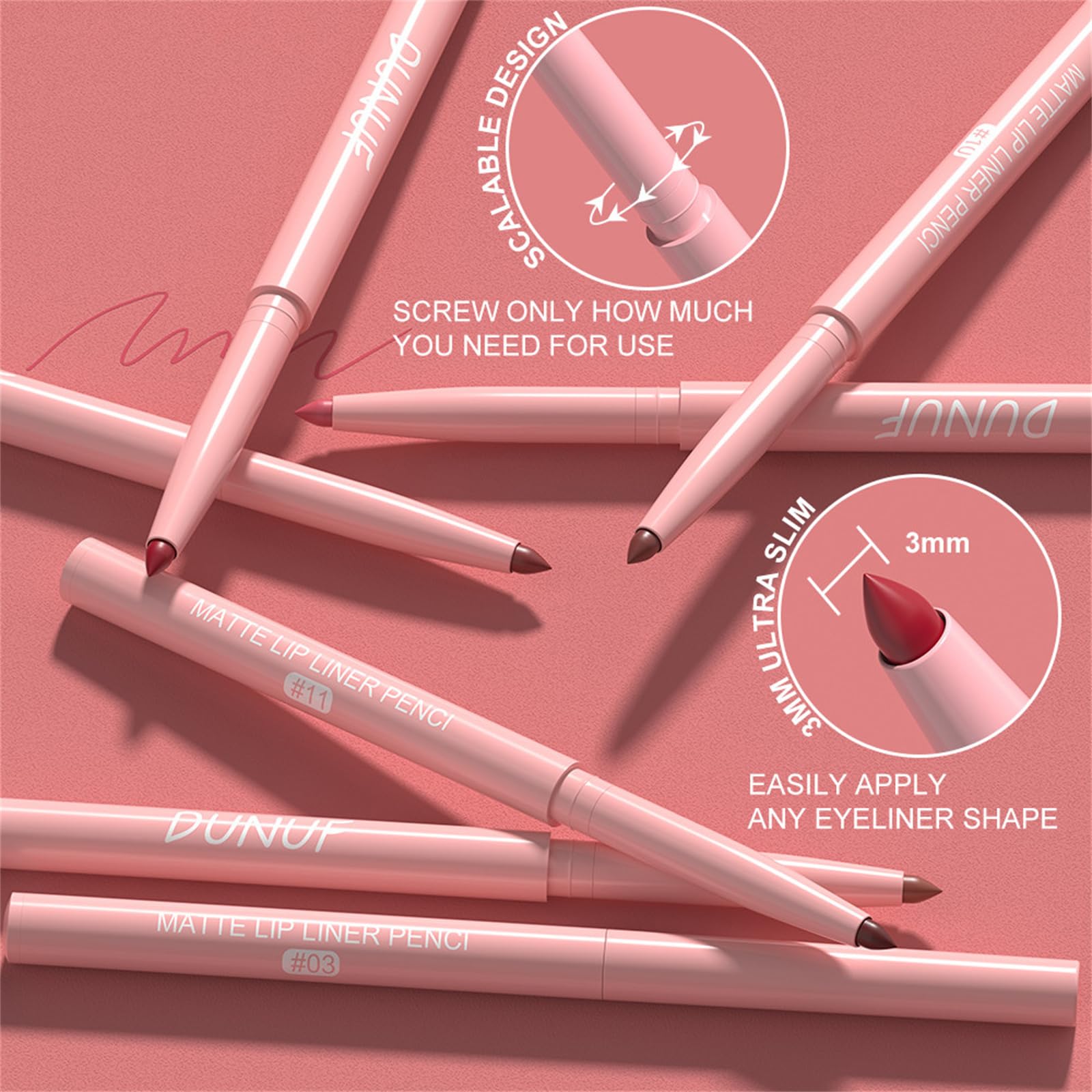 BONNIE CHOICE plum lip liner adds dramatic velvet finish to the lips.