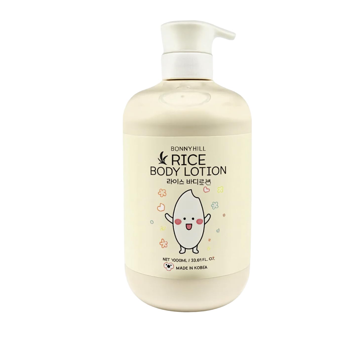 BONNYHILL Rice Body Lotion bottle front highlights generous 33.81 oz size for daily moisture.