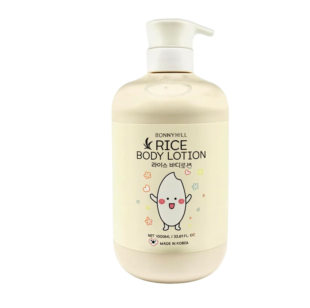 BONNYHILL Rice Body Lotion bottle front highlights generous 33.81 oz size for daily moisture.