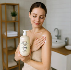 BONNYHILL Rice Body Lotion pump dispenser enables easy, mess-free application.