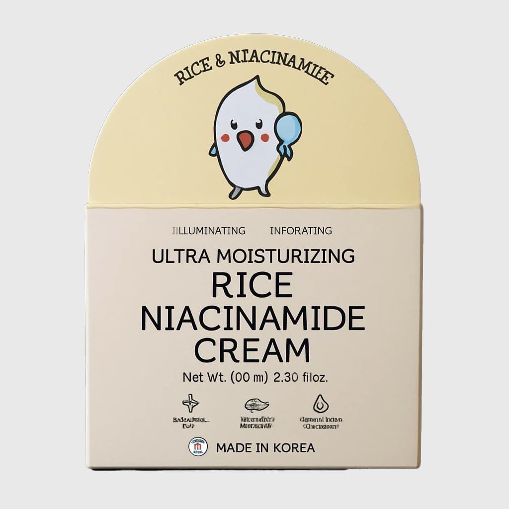 BONNYHILL Rice Niacinamide Face Cream texture swatch shows smooth, non-greasy finish ideal as makeup base