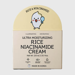BONNYHILL Rice Niacinamide Face Cream texture swatch shows smooth, non-greasy finish ideal as makeup base