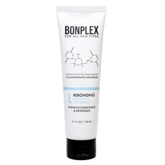 Bonplex Rebonding Leave-in bottle pour showing smooth, frizz-free hair after use.