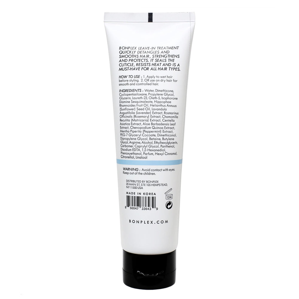 Bonplex Leave-in application on damp hair for detangling and shaping.