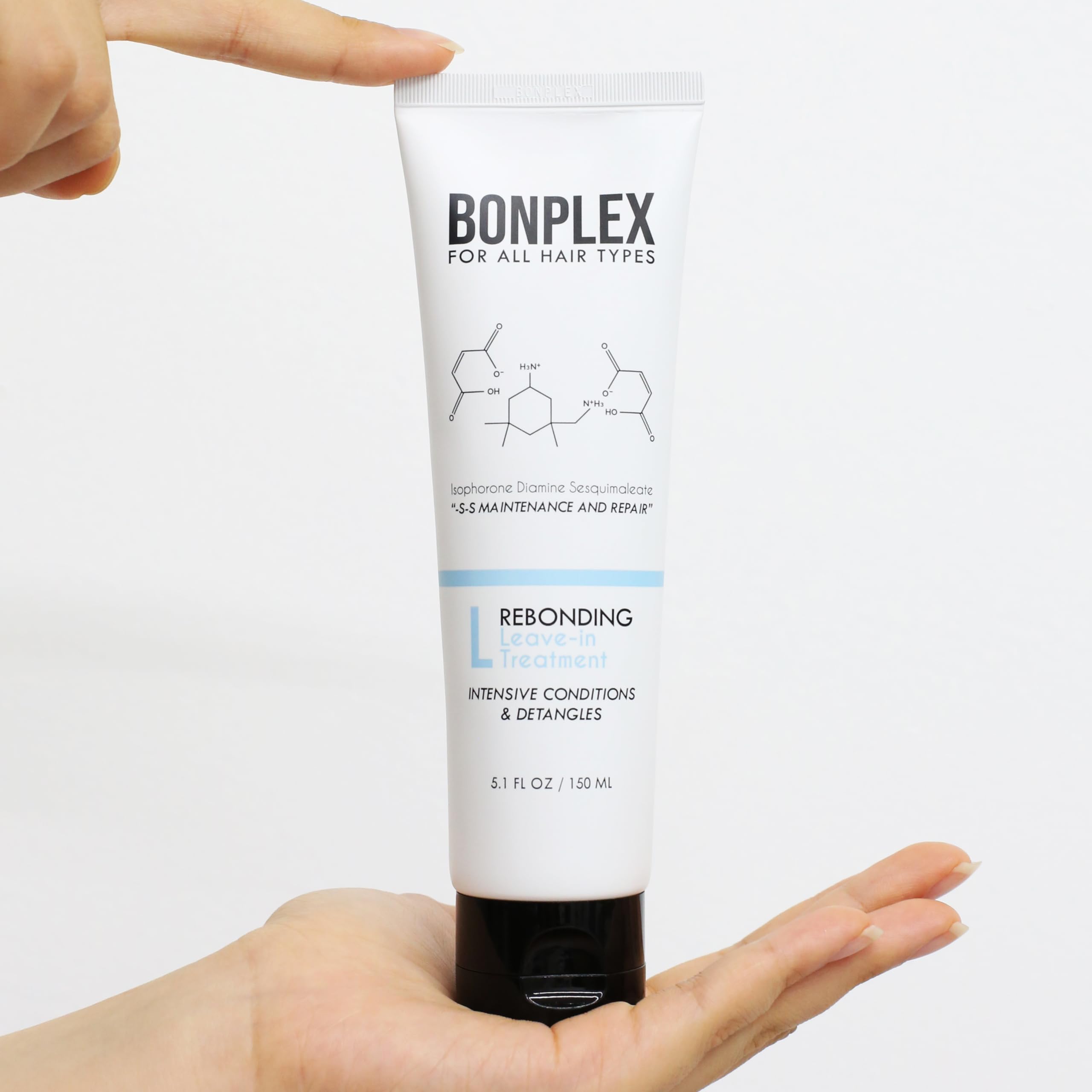 Bonplex ingredient label close-up highlighting patented rebonding formula.