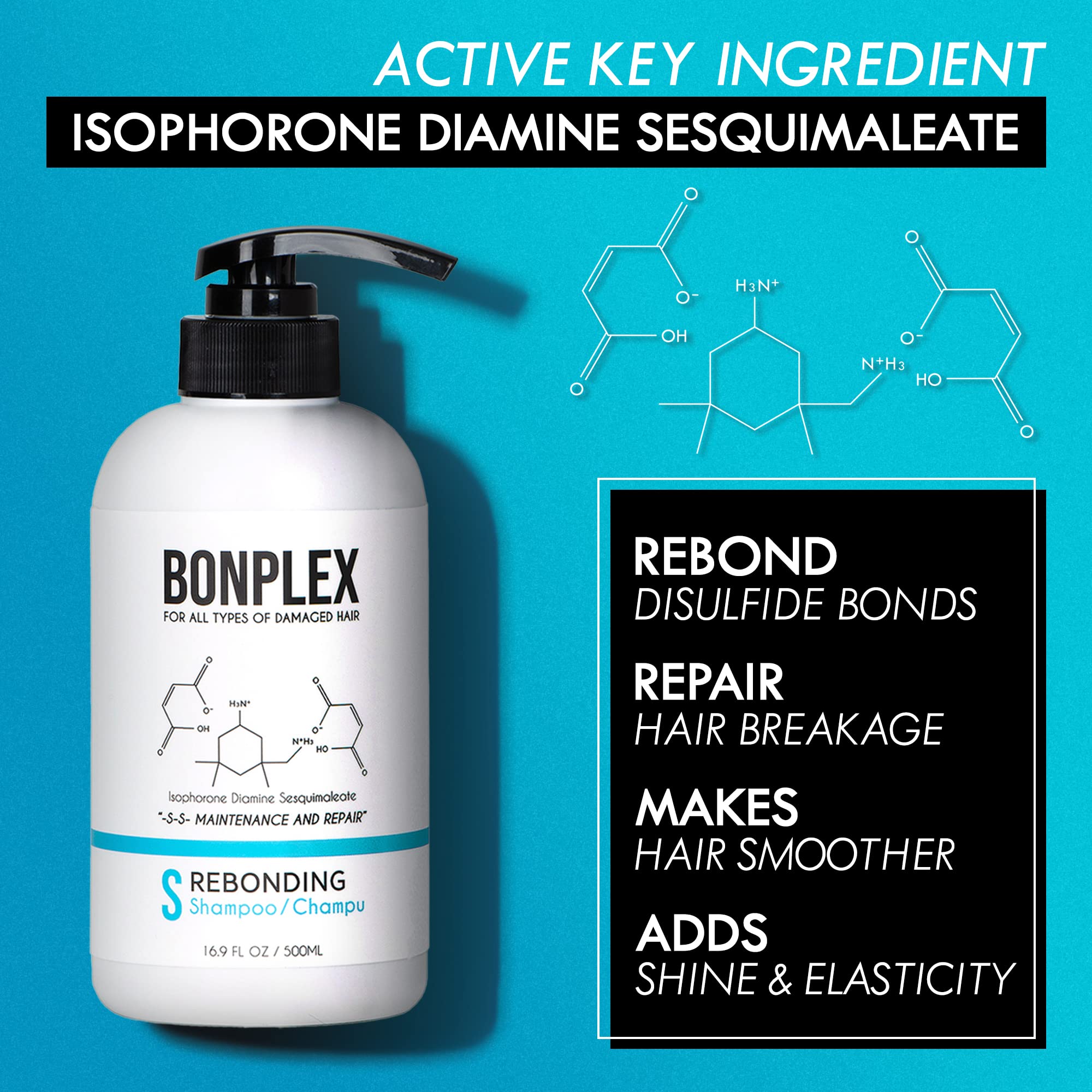 Shiny, frizz-free finish on hair after using BONPLEX Rebonding Shampoo.