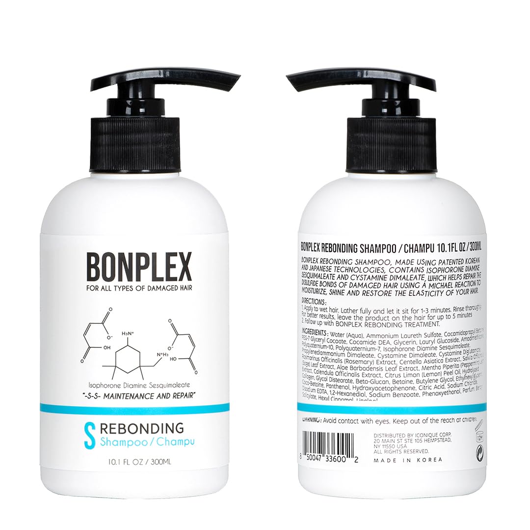 BONPLEX Rebonding Shampoo pump demonstrates easy, mess-free application.
