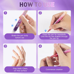 BONTOP pens on natural nails and gels for precise patterns