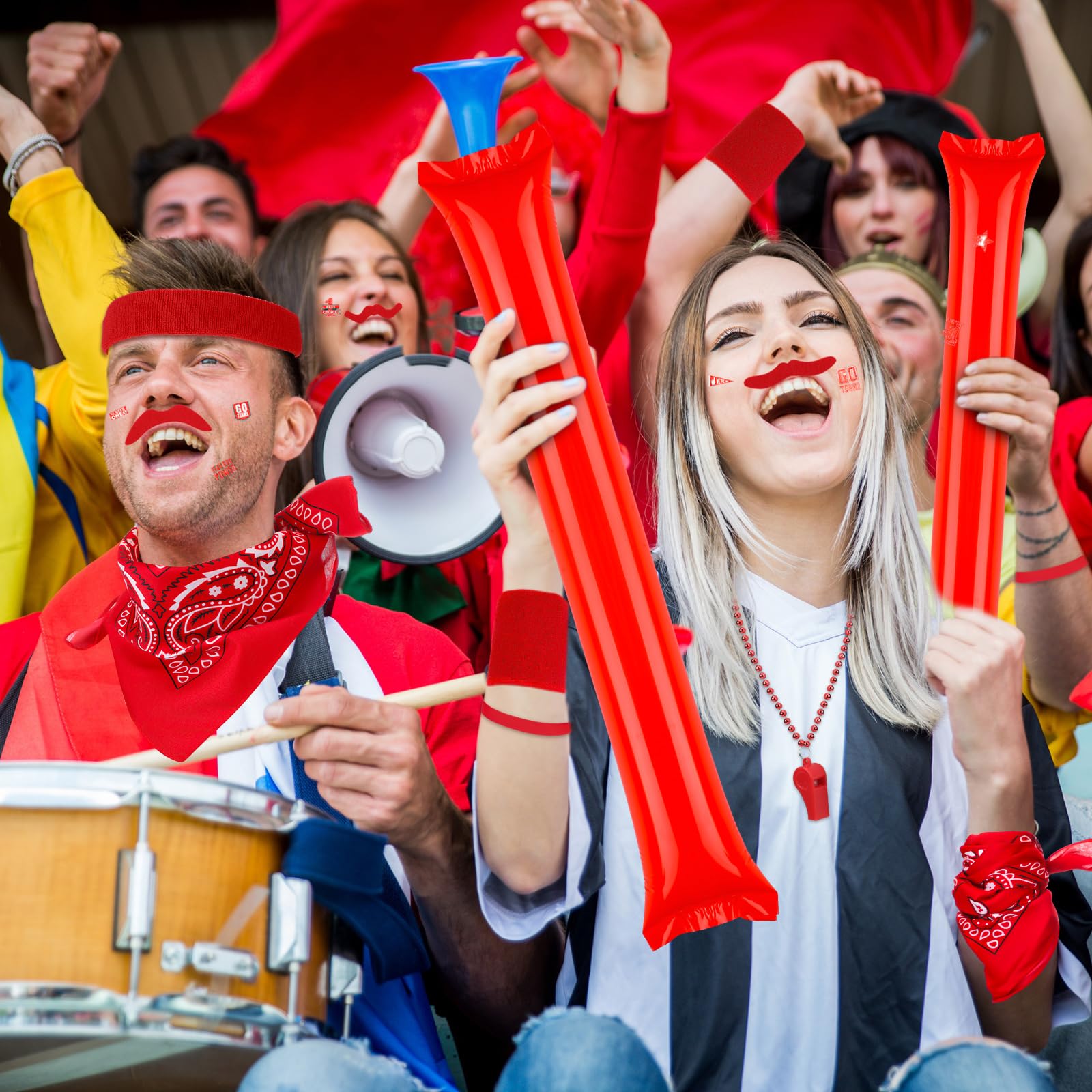 Bonuci red whistle necklace adds visible cheer and audible cues
