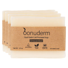 Bonuderm unscented soap bar pack for sensitive skin offers fragrance-free cleansing.
