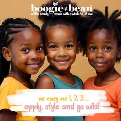 Boogie and Bean Kids Braids Styling Creme smoothing hair before braids