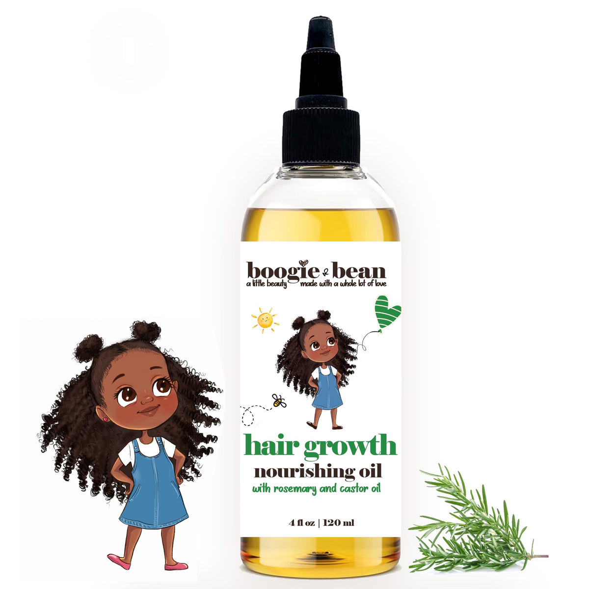 Boogie and Bean Kids Growth Oil bottle ready for gentle scalp care