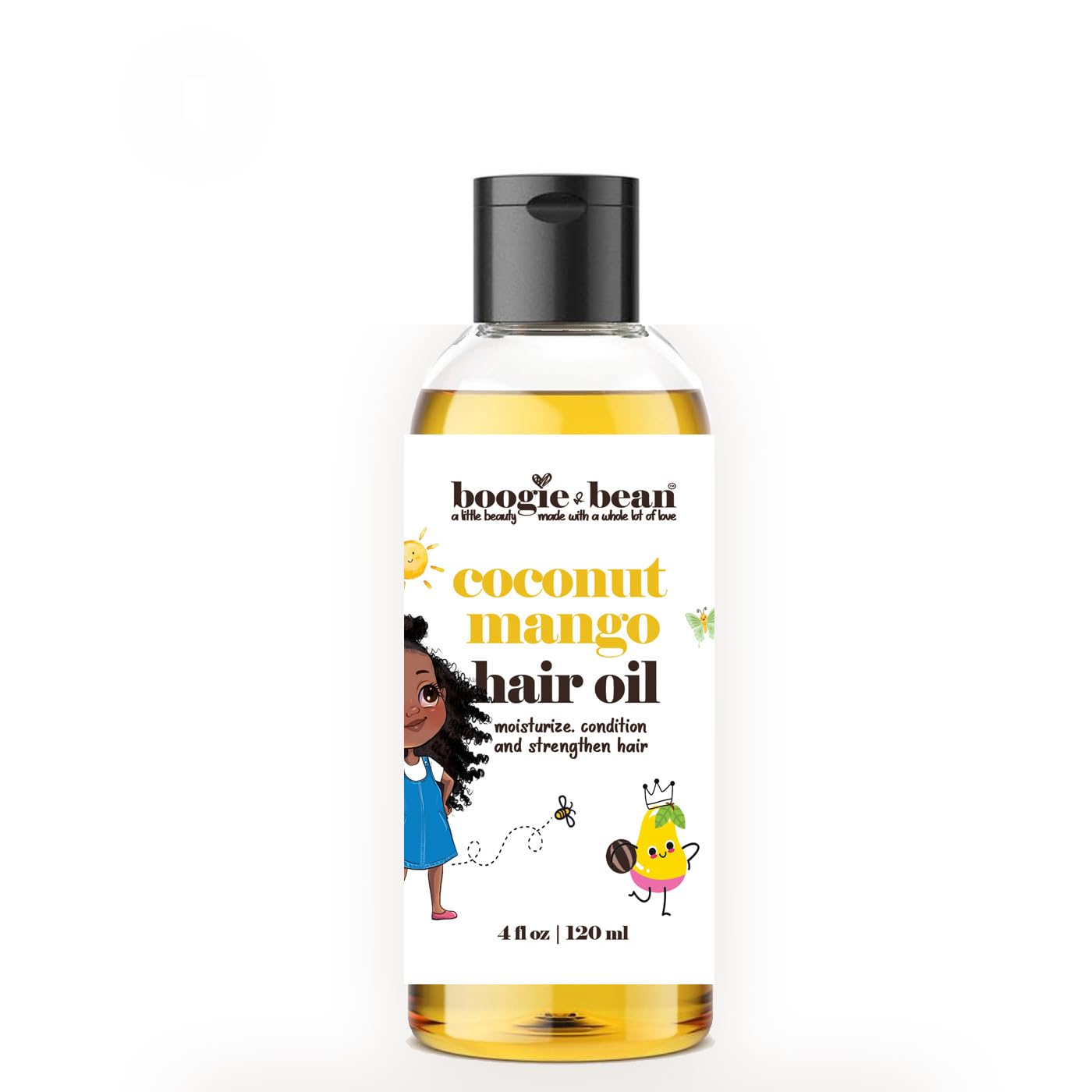 Boogie and Bean Kids Hair Oil pour action demonstrates easy application for kids.