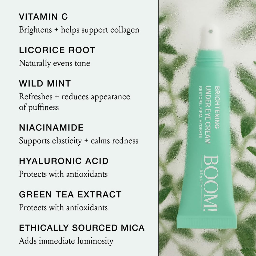 Close-up of wild mint and green tea ingredients in BOOM! Awaken formula.