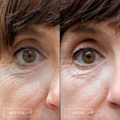 Boom Awaken cooling under eye cream swatch on skin shows lightweight texture.