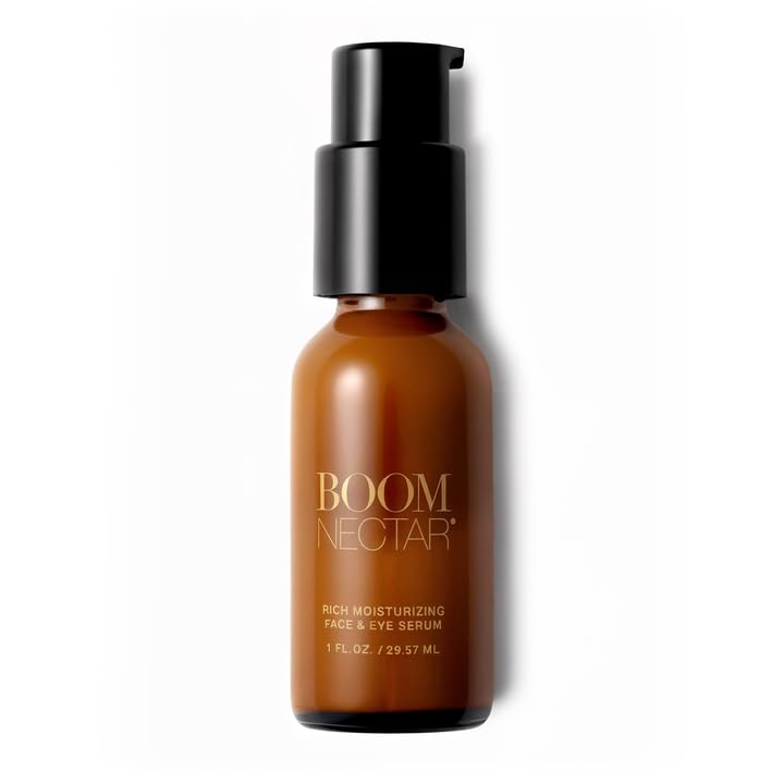 BOOM Nectar eye-face serum bottle promotes deep hydration and radiant skin.