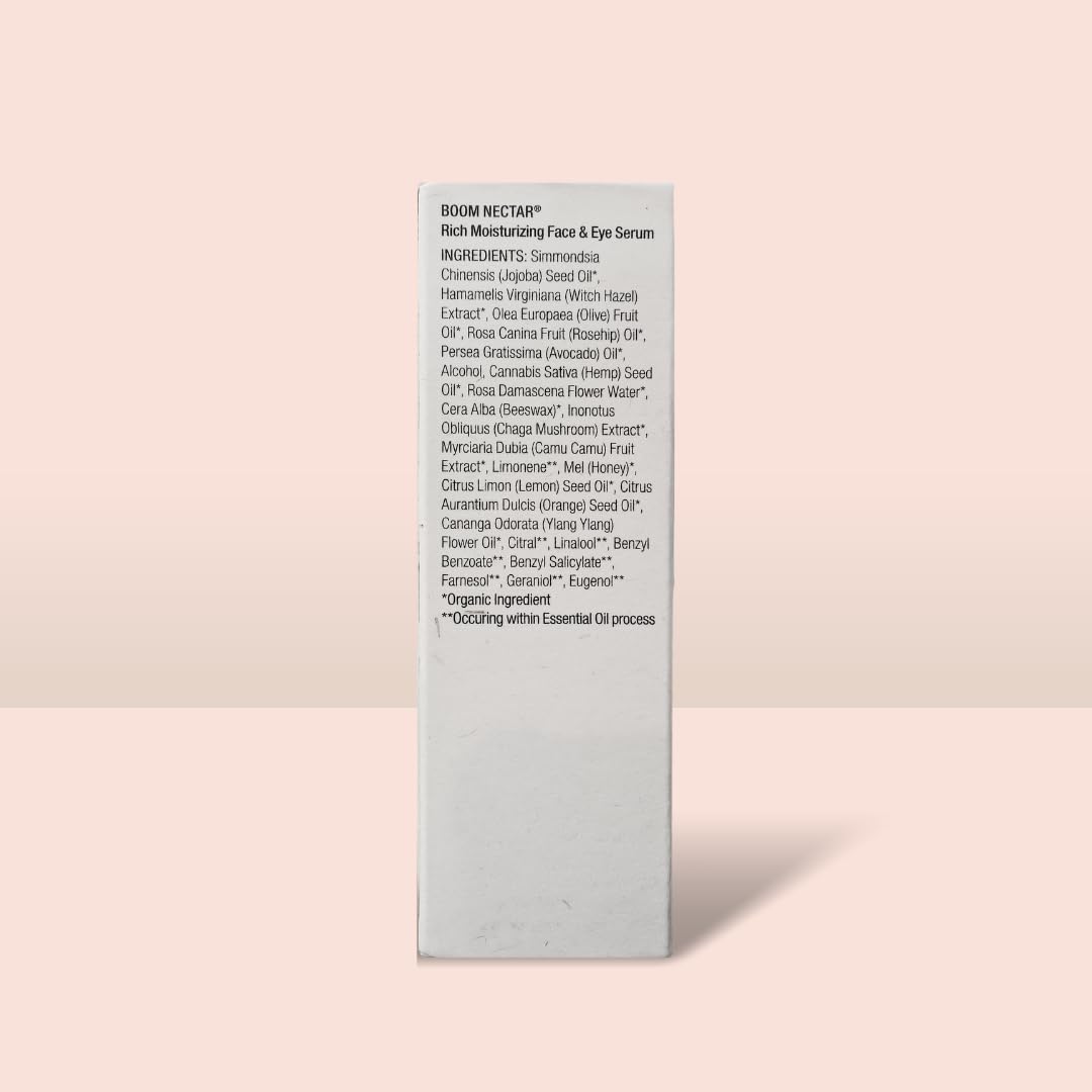 Brand key ingredients camu camu, olive oil, and jojoba nourish skin.