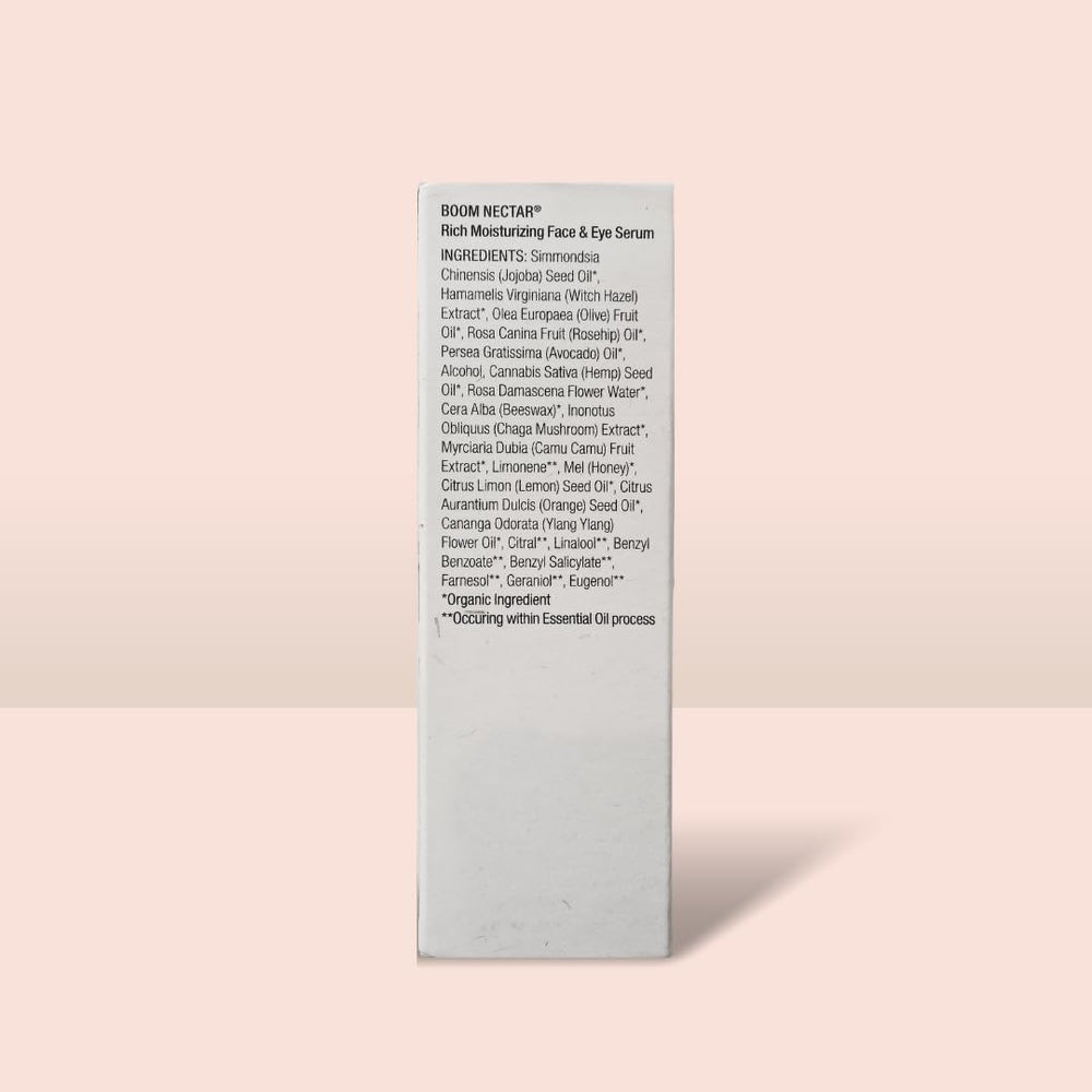 Brand key ingredients camu camu, olive oil, and jojoba nourish skin.