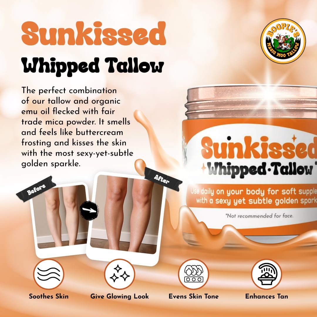 Boopie's Magic Moo Sunkissed Tallow tinted cream showing subtle tint and sheen