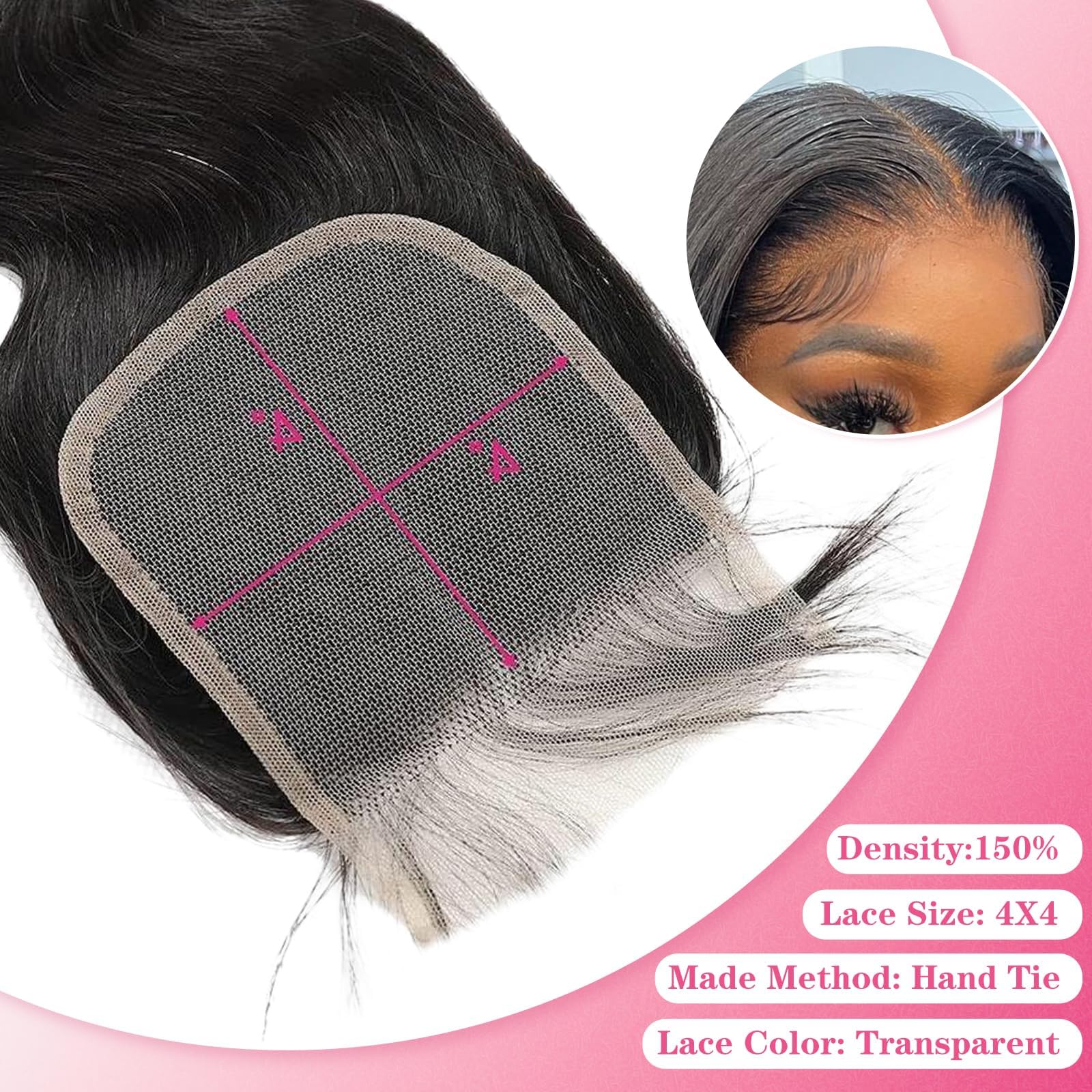 Boopwine 4x4 hd lace closure skin-blend for undetectable integration
