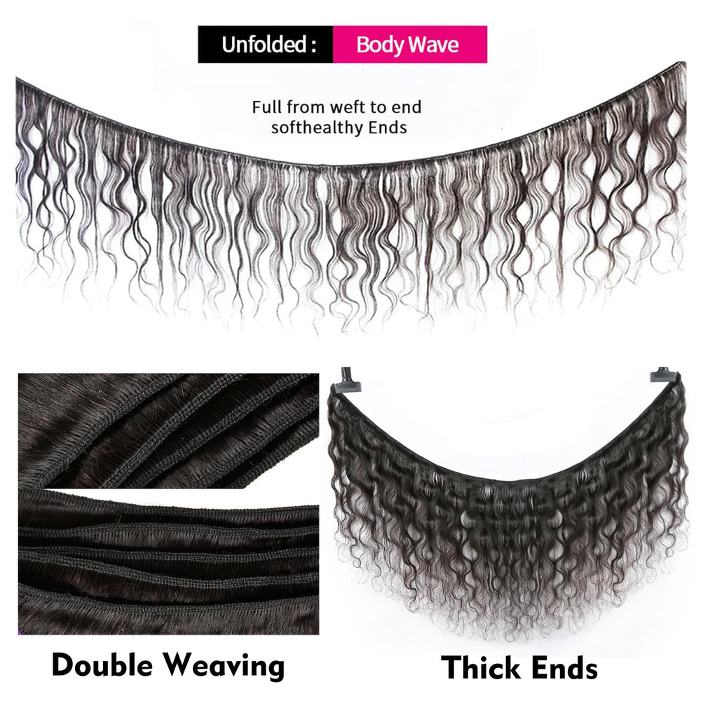 Boopwine body wave bundles 16 inch weft offers balanced length and natural-looking volume