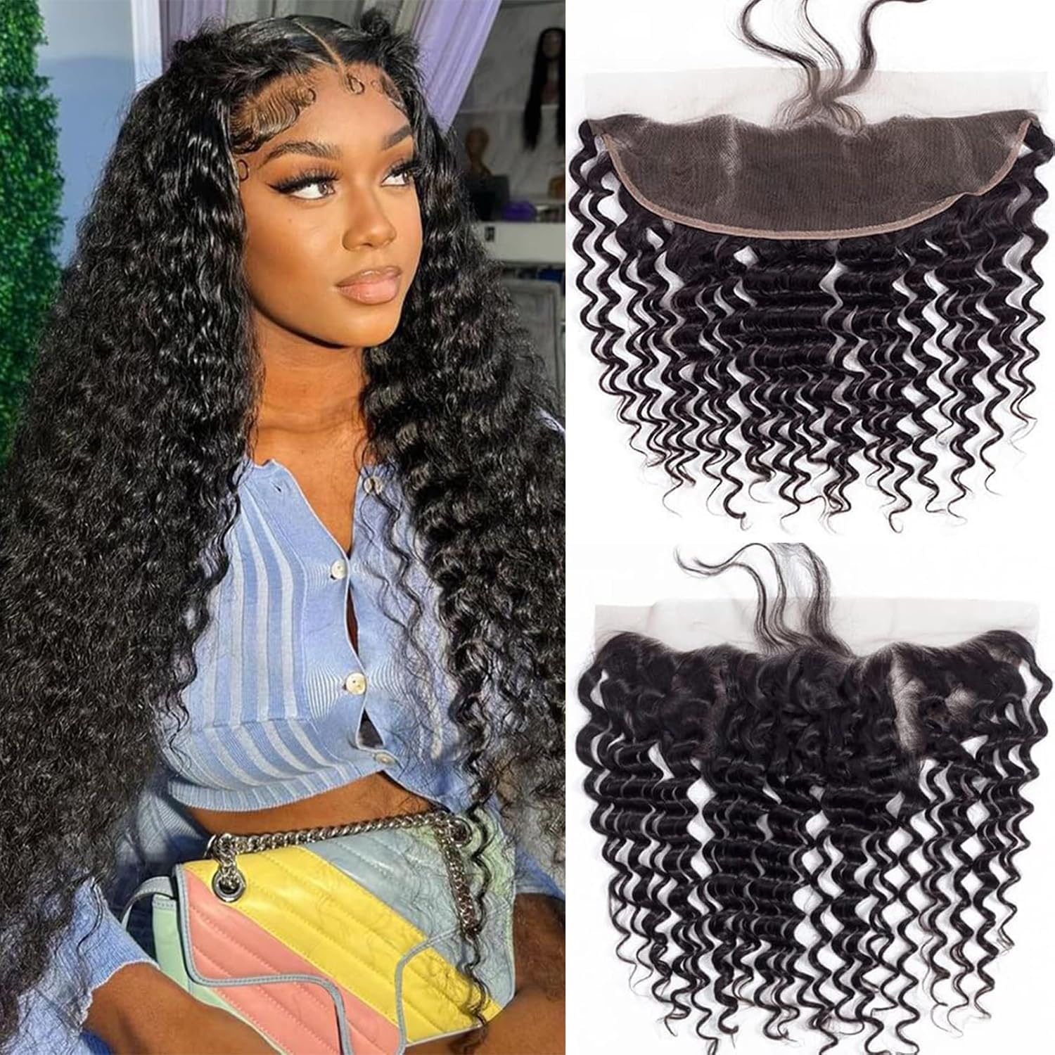 Boopwine lace frontal deep wave 13x4 with flexible parting for versatile styling.