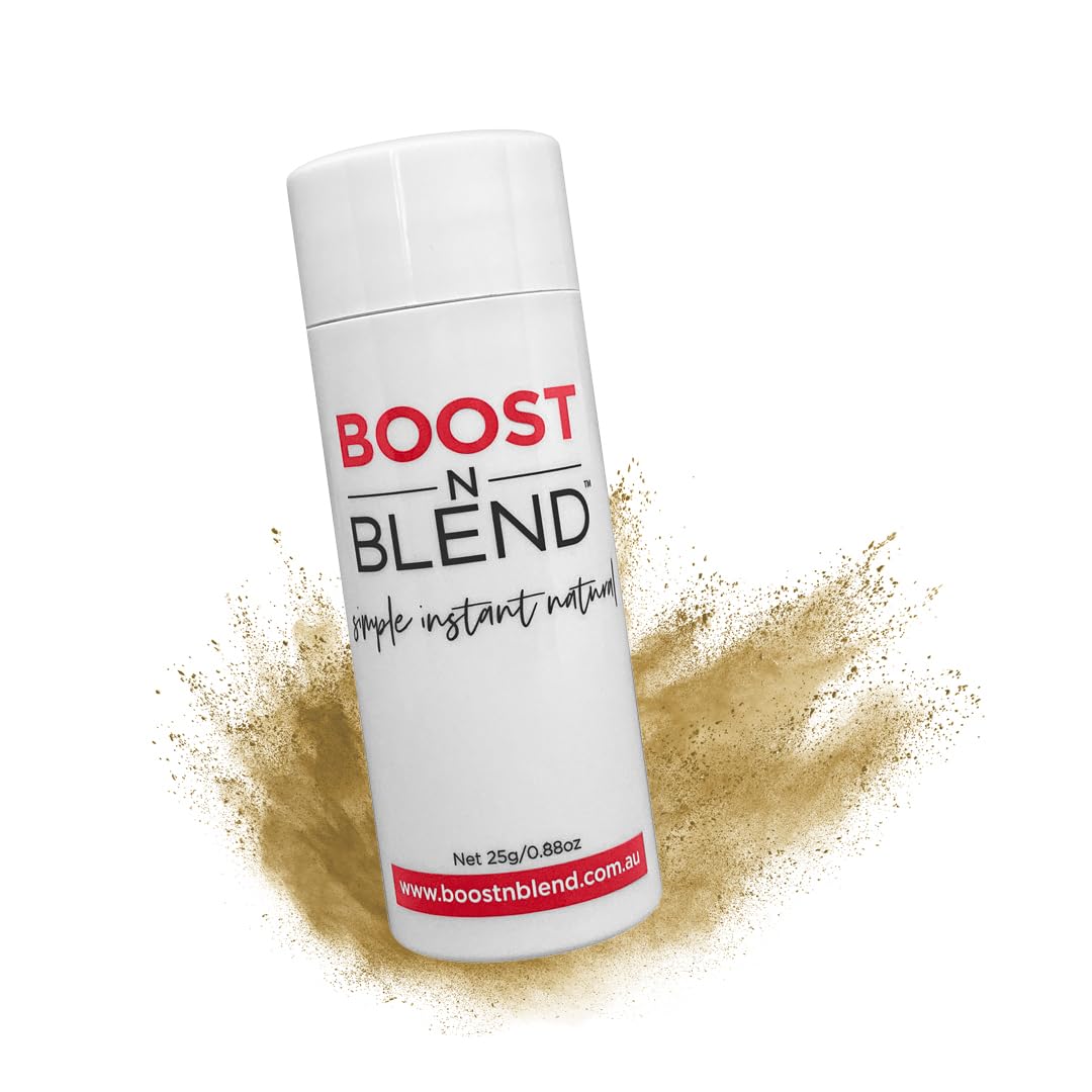 Boost N Blend scalp concealer packaging shown for quick at-home thinning concealment.
