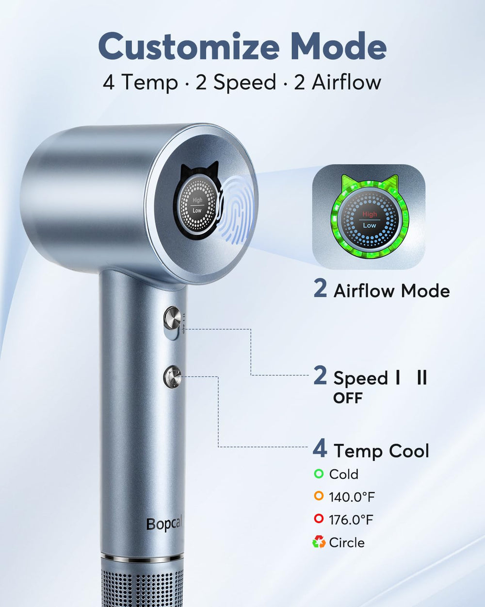 Bopcal LED indicators show heat levels for comfortable styling