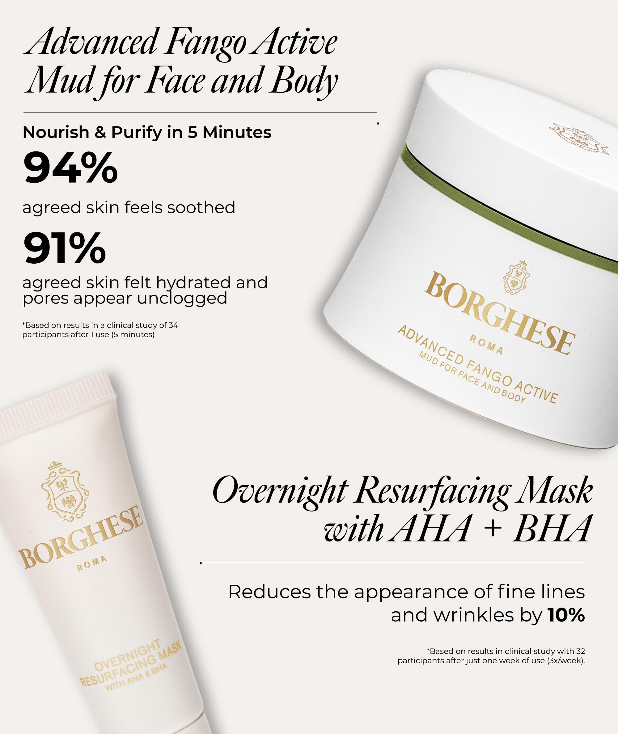 Borghese Advanced Fango Active Mud Mask detoxifies and smooths the complexion.
