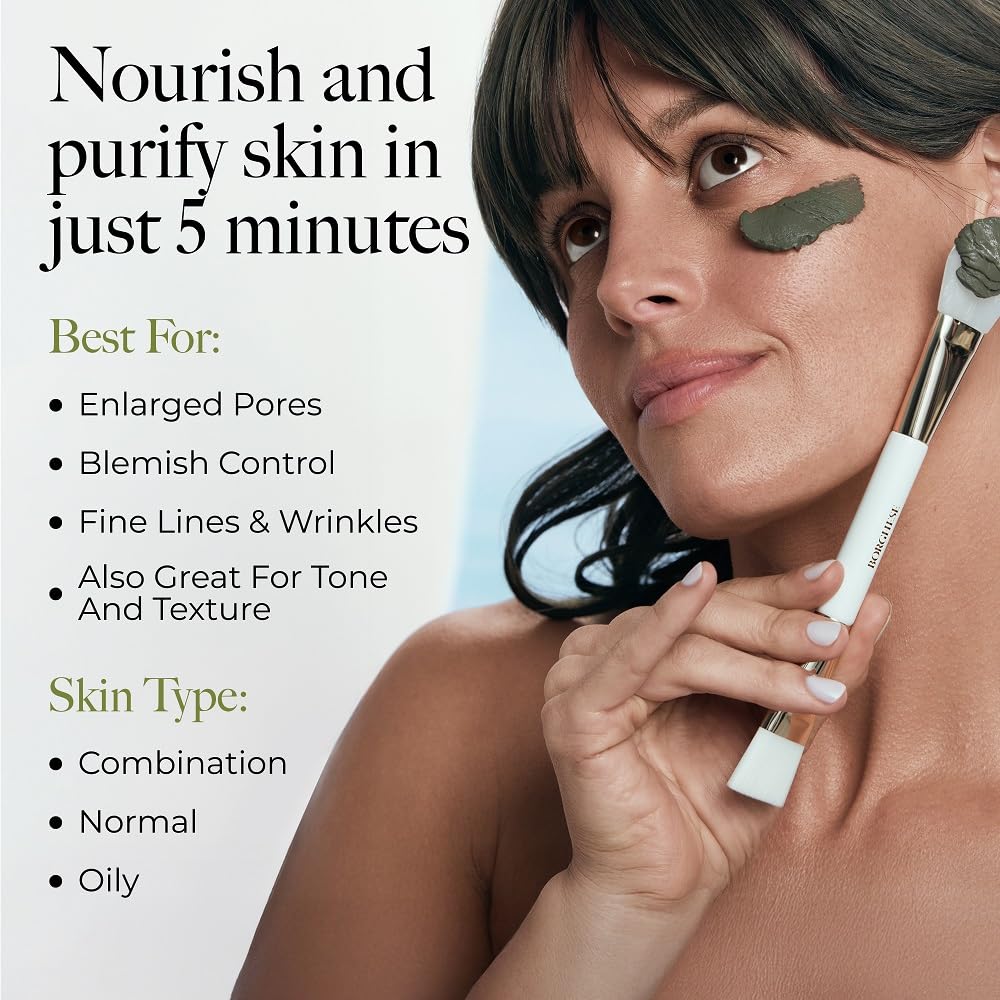 Borghese bentonite clay ingredient closeup signaling natural detoxifying power.
