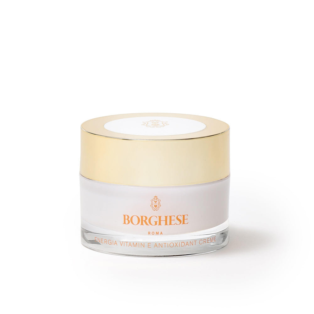 Borghese ENERGIA Vitamin E Cream bottle with pump for antioxidant hydration