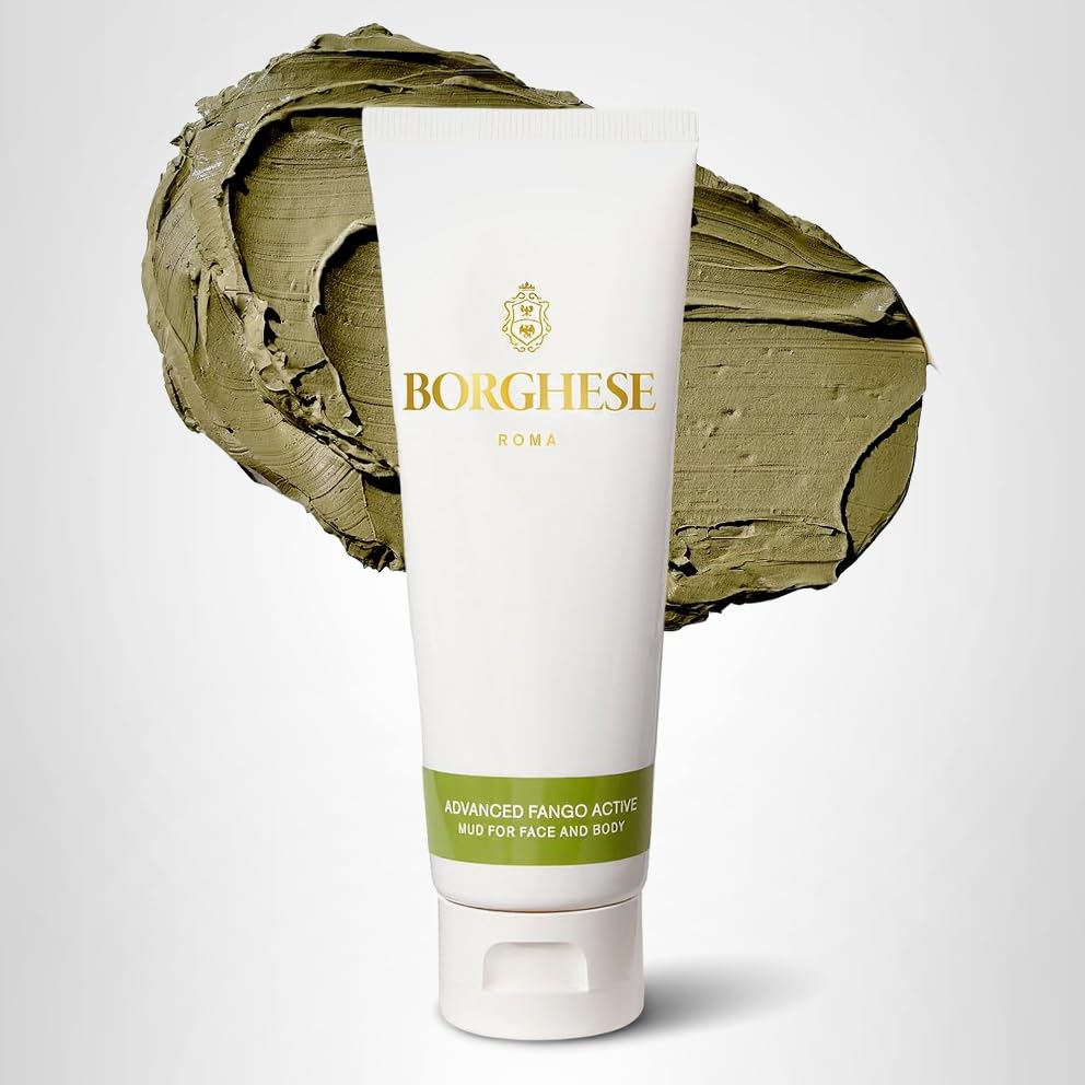 Borghese facial care setup showing mask ready to use on nose and cheeks.