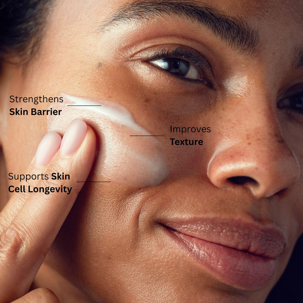 Borghese texture close-up shows smoother skin after use.