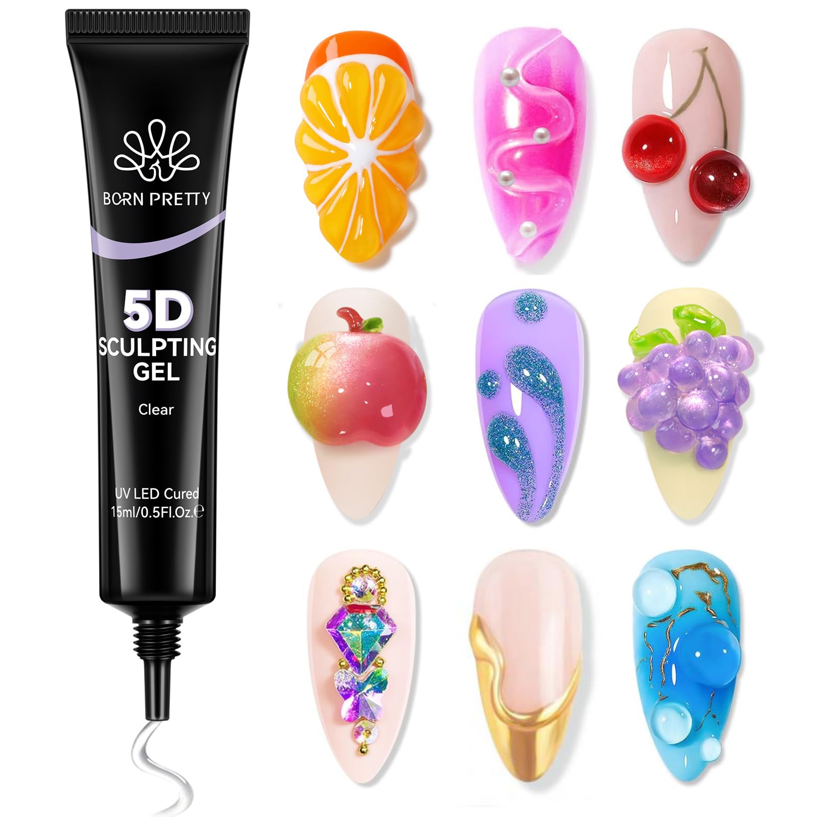 Born Pretty 5D gel art tube styling enables quick one-step shaping for DIY nails