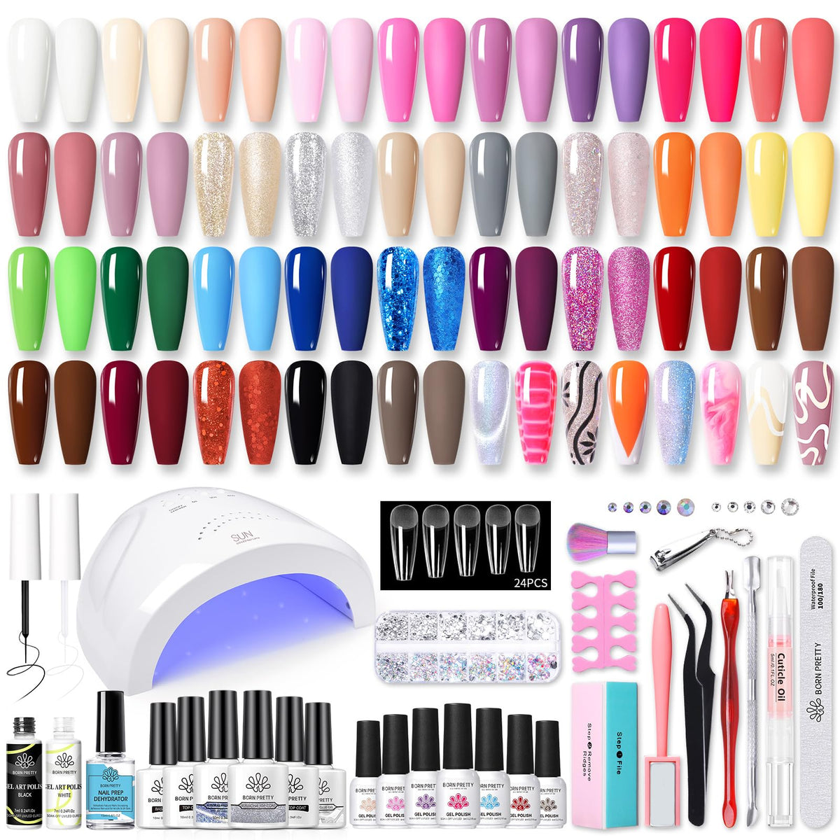 Born Pretty 77pcs kit packaging for at‑home salon creativity
