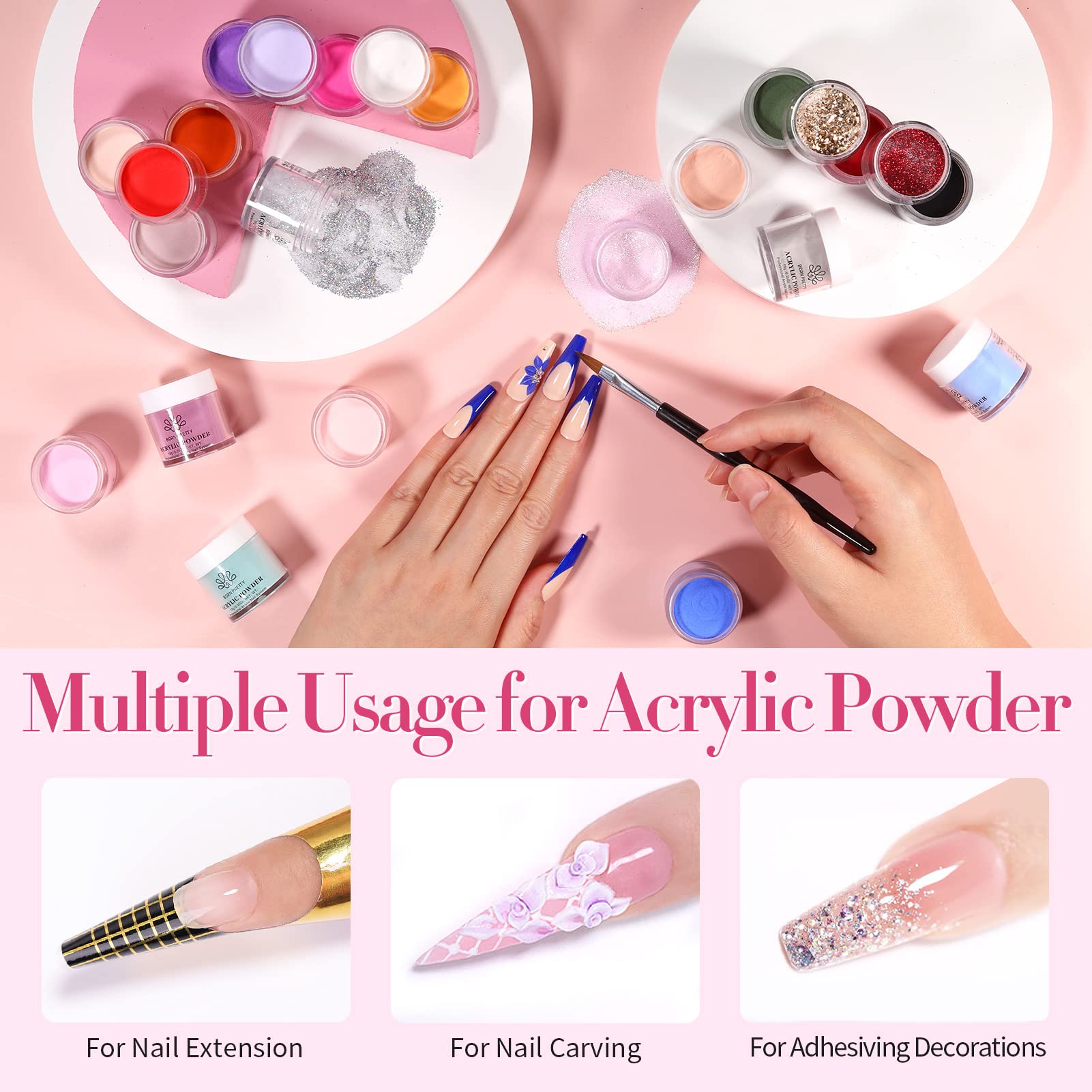 Born Pretty acrylic powder bottle packaging for easy application
