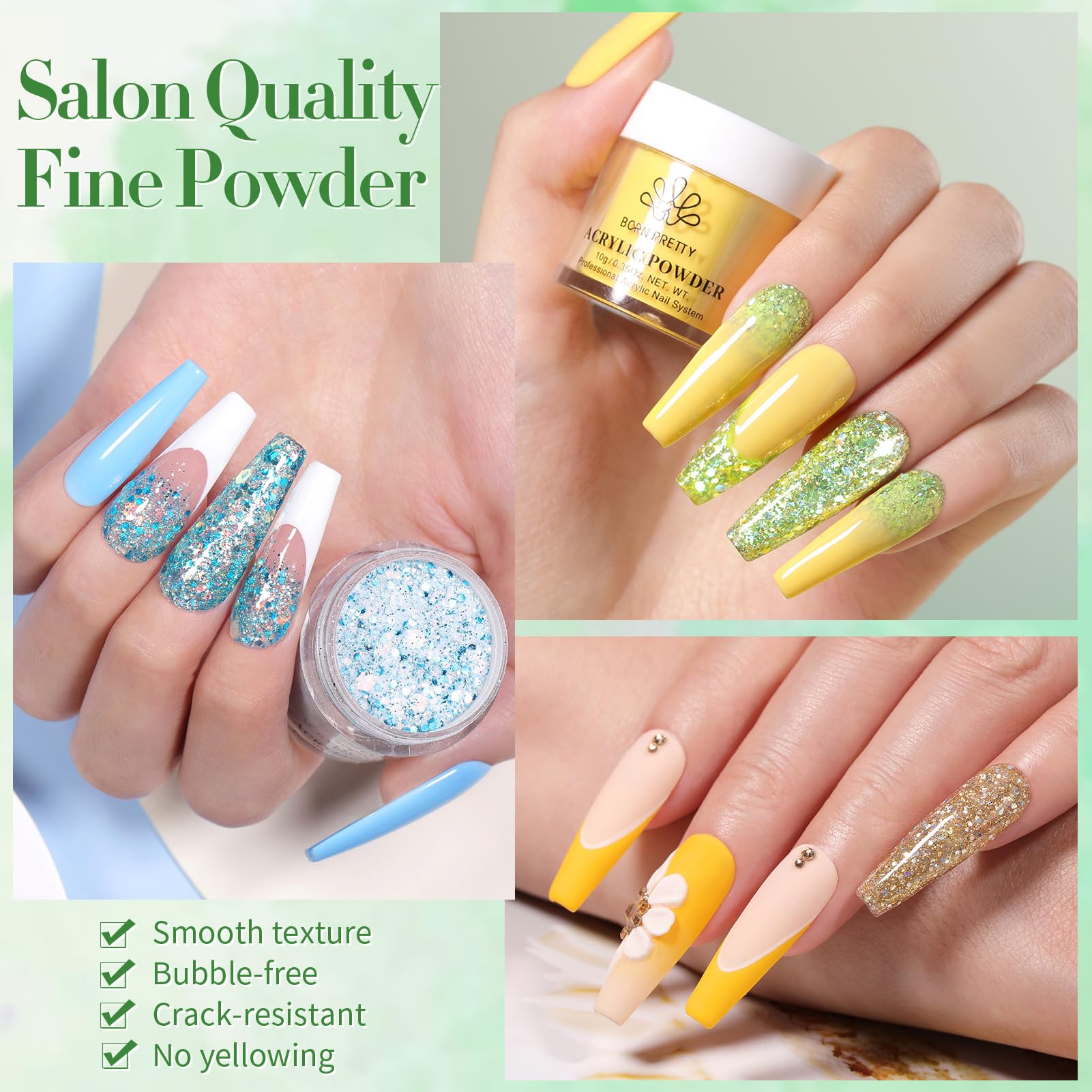 Born Pretty purple-yellow glitter mix adds festive accents to nails