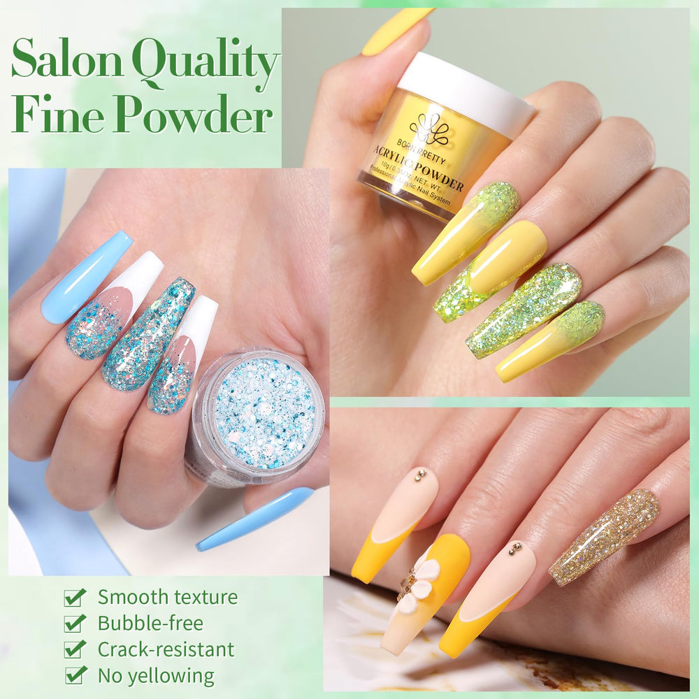 Born Pretty purple-yellow glitter mix adds festive accents to nails