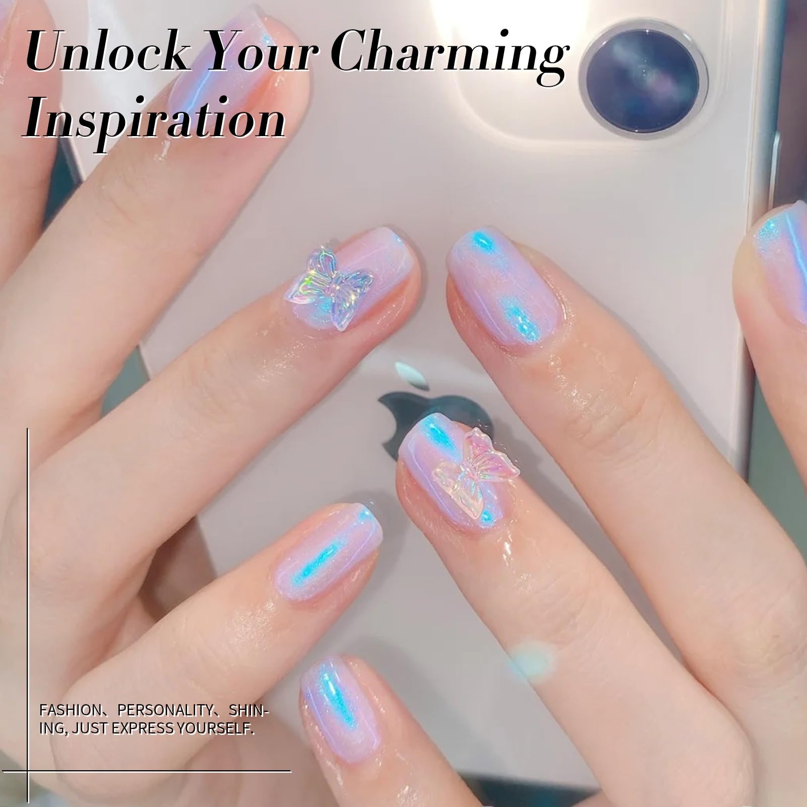 Born Pretty Aurora light reflection on glossy gel nails