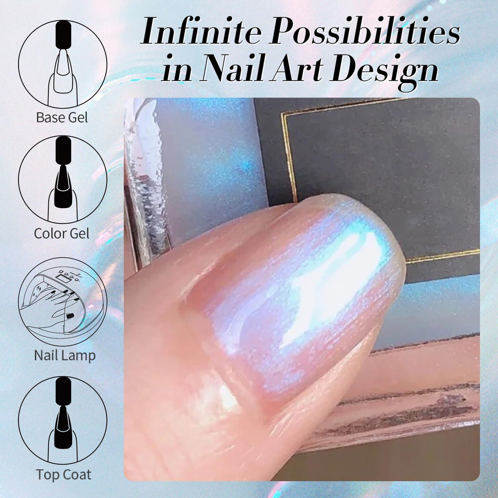 Born Pretty Aurora gel polish top coat gloss in action