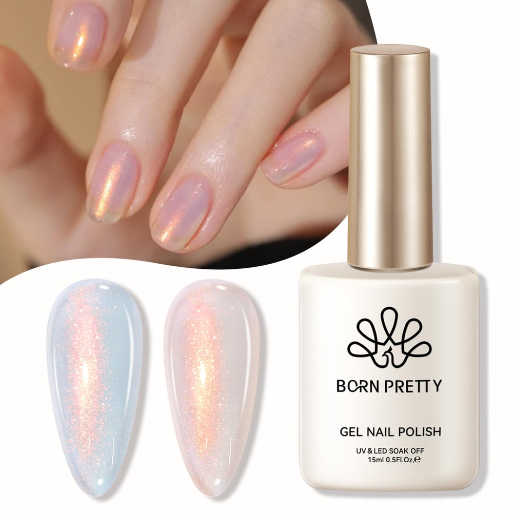 Born Pretty Aurora Gel Nail Polish packaging and bottle close-up.