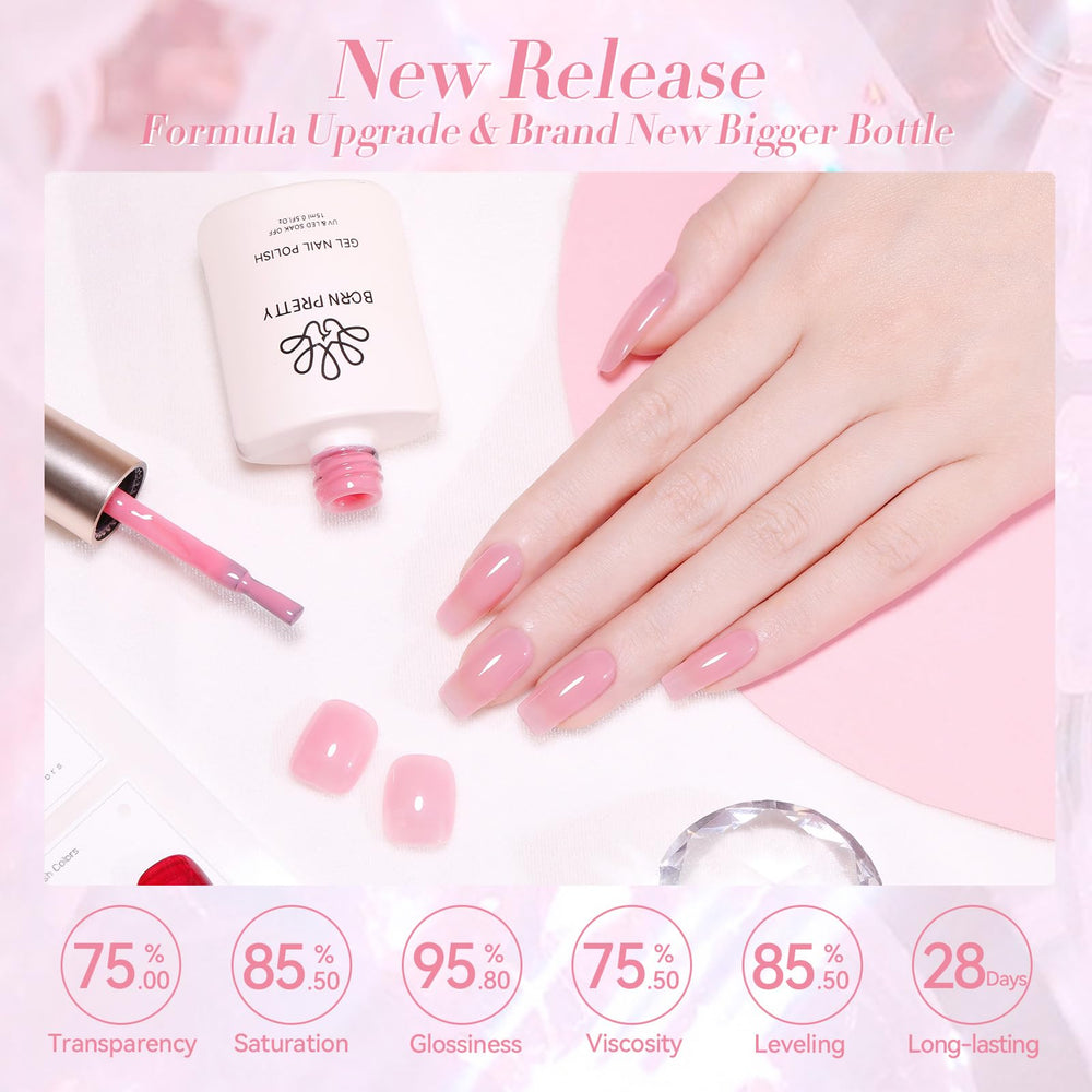 Born Pretty base coat and top coat with gel polish enhance durability and shine.