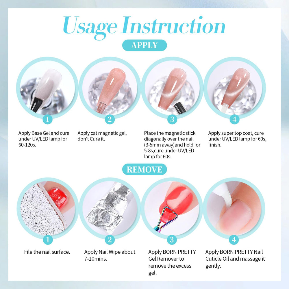 Born Pretty Blue Cat Magnetic Eye Gel Polish brush detail for smooth, easy application.